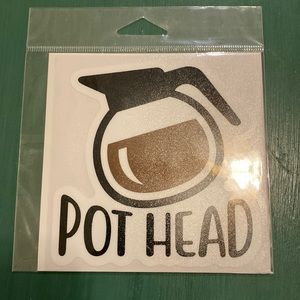 “Pothead” coffee pot car sticker/laptop sticker Weather-resistant vinyl sticker.